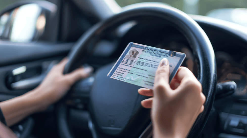 iemand heeft zijn rijbewijs vast in de auto