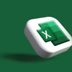 Excel-logo als 3D-pictogram op een groene achtergrond, symbool voor verouderde boekhoudmethoden vóór boekhoudautomatisering