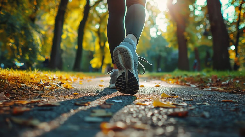 Wandelen in park tijdens herfst als start bij weinig beweging opbouwen