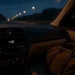 Auto klok 04:00 vroege vlucht vervoer op lege snelweg